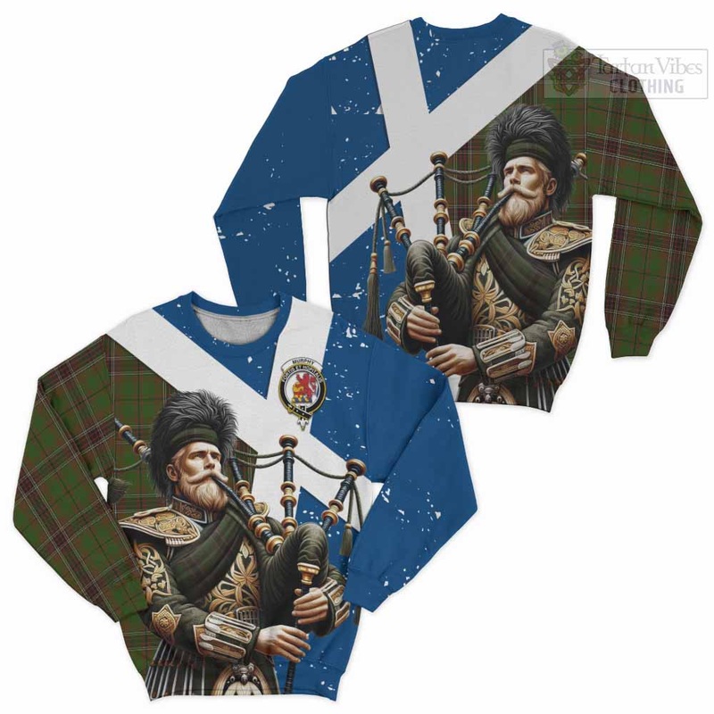 Murphy Tartan Sweatshirt with Family Crest Scottish Bagpiper Vibes