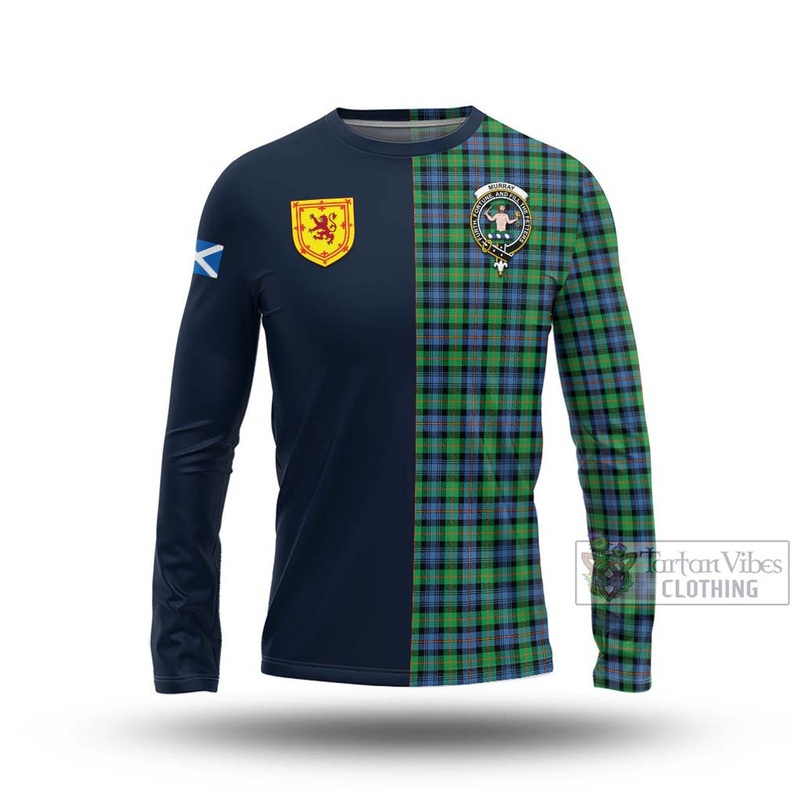 Murray of Atholl Ancient Tartan Long Sleeve T-Shirt Alba with Scottish Lion Royal Arm Half Style