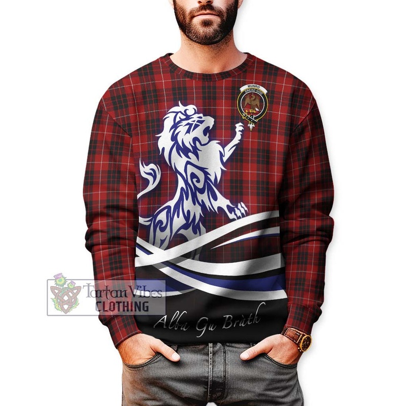 Munro Black and Red Tartan Sweatshirt with Alba Gu Brath Regal Lion Emblem