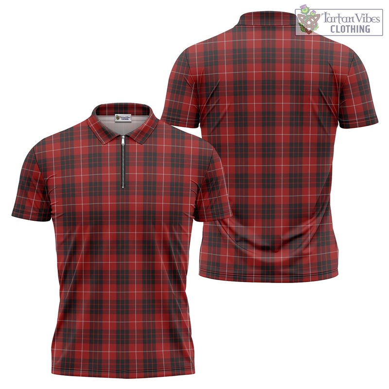 Munro Black and Red Tartan Zipper Polo Shirt