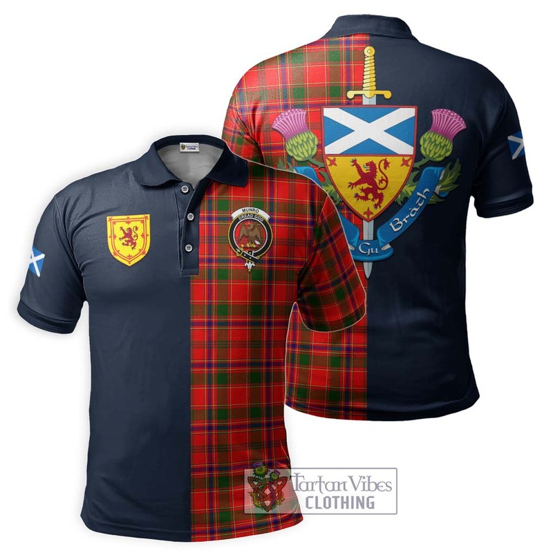 Munro Modern Tartan Polo Shirt Alba with Scottish Lion Royal Arm Half Style