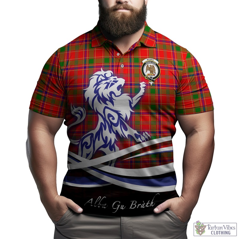 Munro Modern Tartan Polo Shirt with Alba Gu Brath Regal Lion Emblem