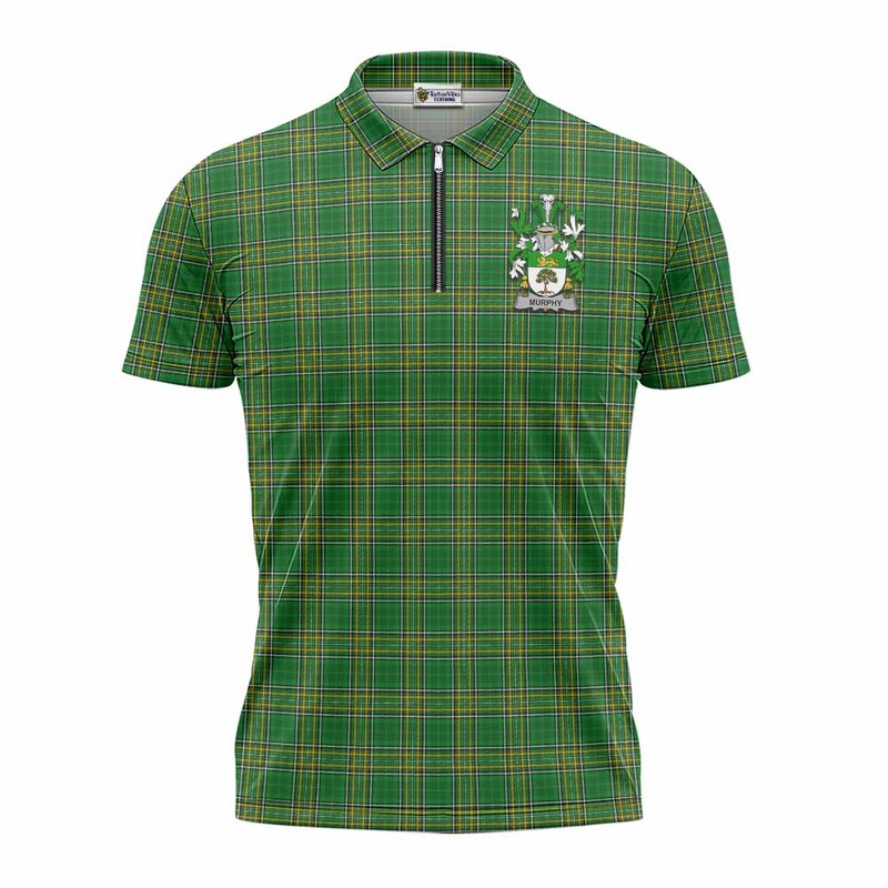 Murphy (Wexford) Irish Clan Tartan Zipper Polo Shirt with Coat of Arms