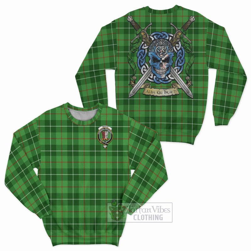 Boyle Tartan Sweatshirt with Family Crest Celtic Skull Style