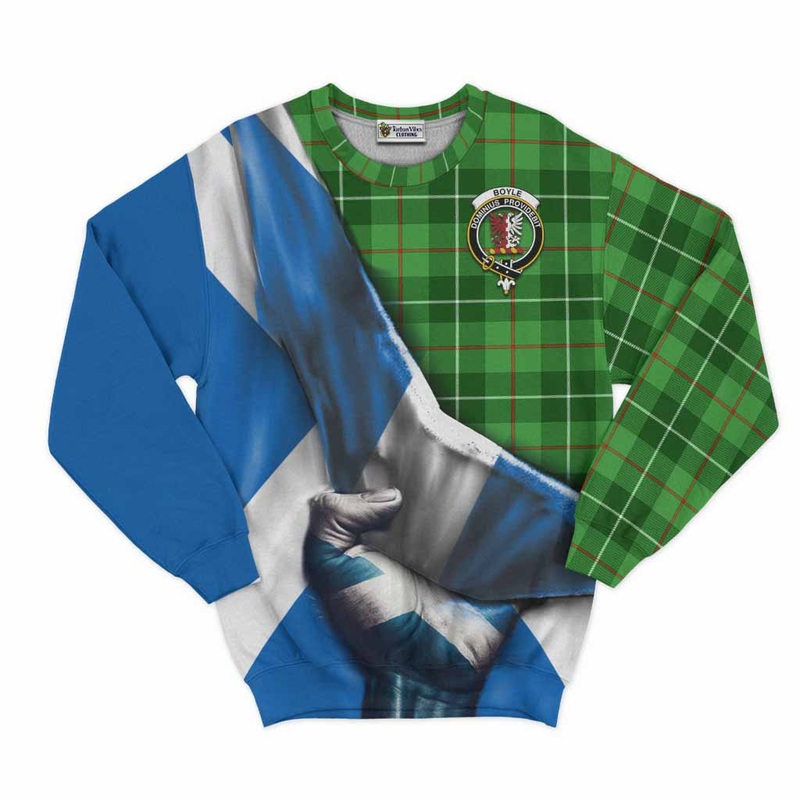 Boyle Tartan Sweatshirt with Family Crest Scotland Patriotic Style