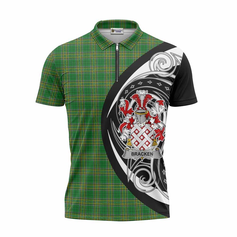 Bracken Irish Clan Zipper Polo Shirt Celtic Circle Style