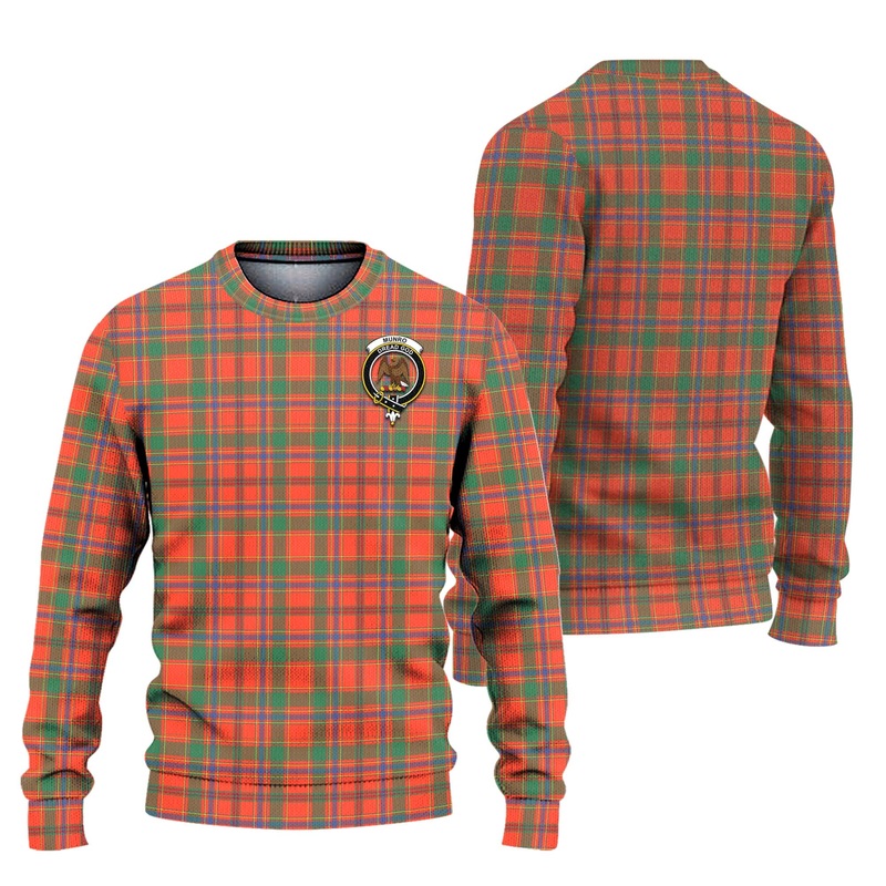Munro Ancient Tartan Ugly Sweater with Family Crest