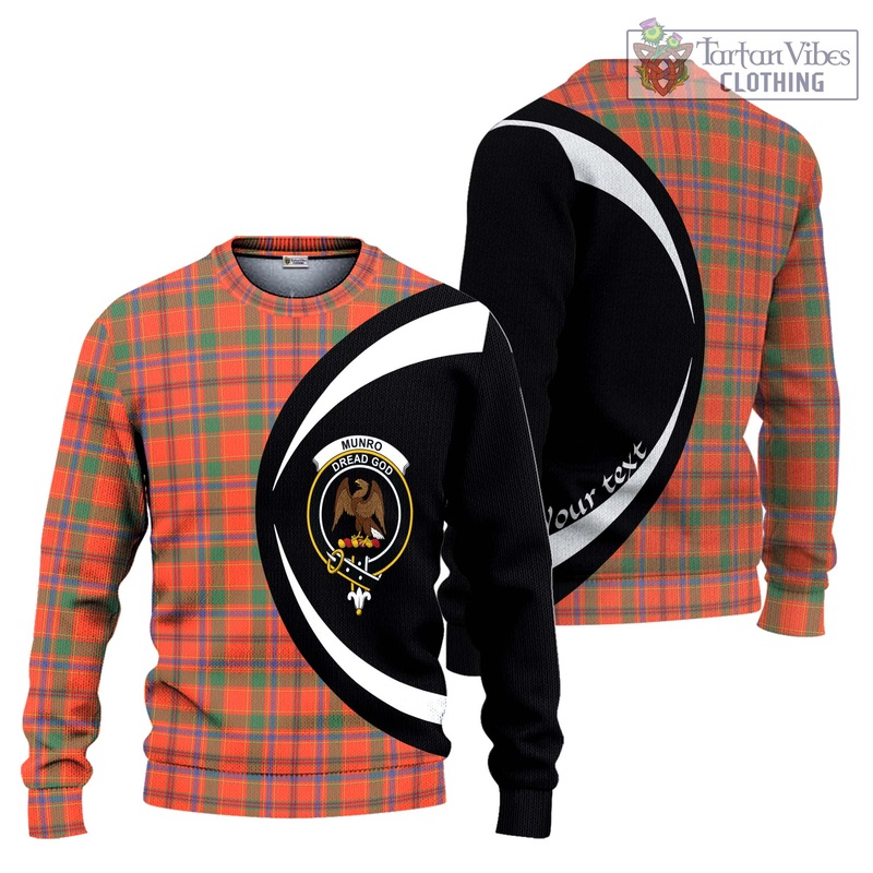 Munro Ancient Tartan Ugly Sweater with Family Crest Circle Style