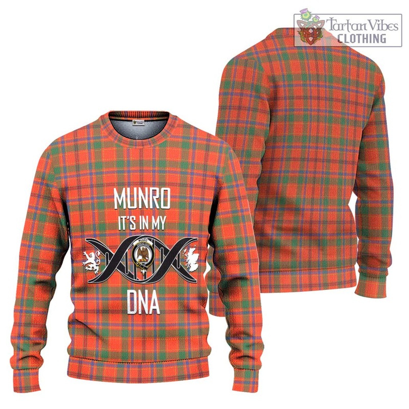 Munro Ancient Tartan Ugly Sweater with Family Crest DNA In Me Style