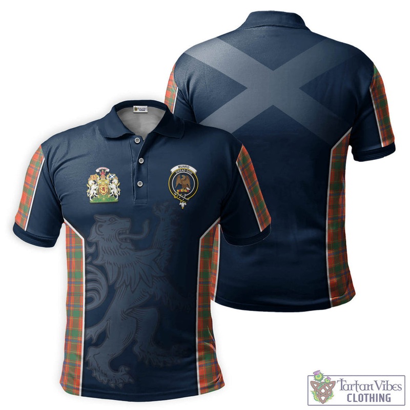 Munro Ancient Tartan Men's Polo Shirt with Family Crest and Lion Rampant Vibes Sport Style