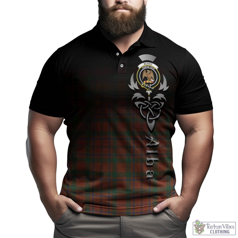 Munro Ancient Tartan Polo Shirt Featuring Alba Gu Brath Family Crest Celtic Inspired