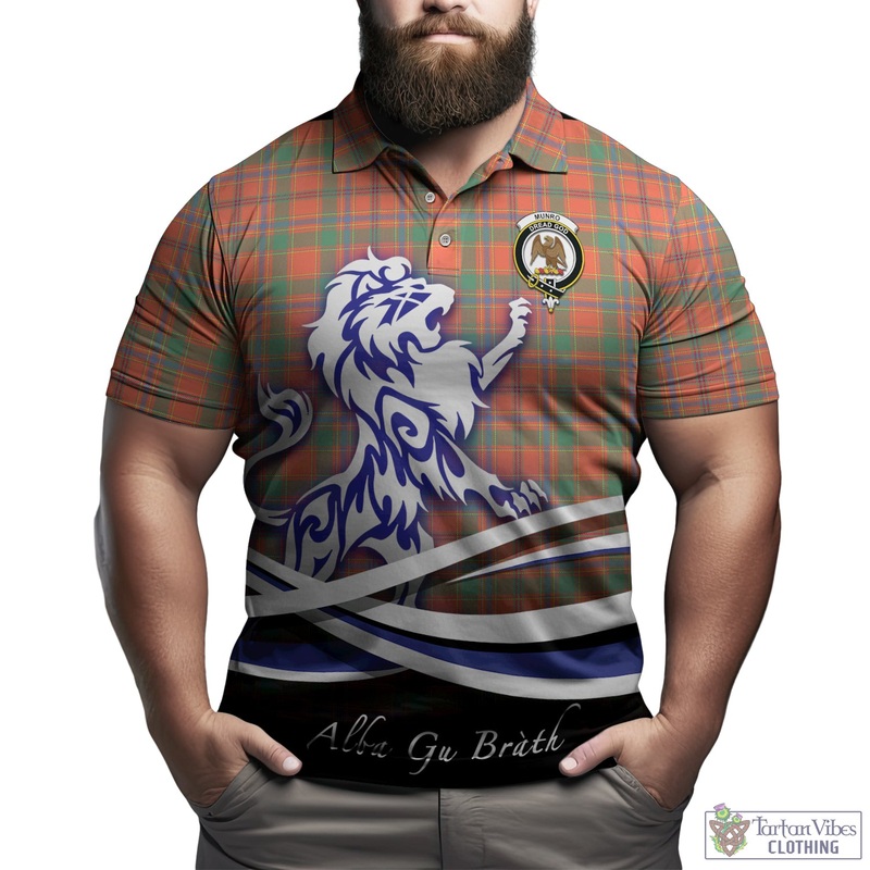 Munro Ancient Tartan Polo Shirt with Alba Gu Brath Regal Lion Emblem