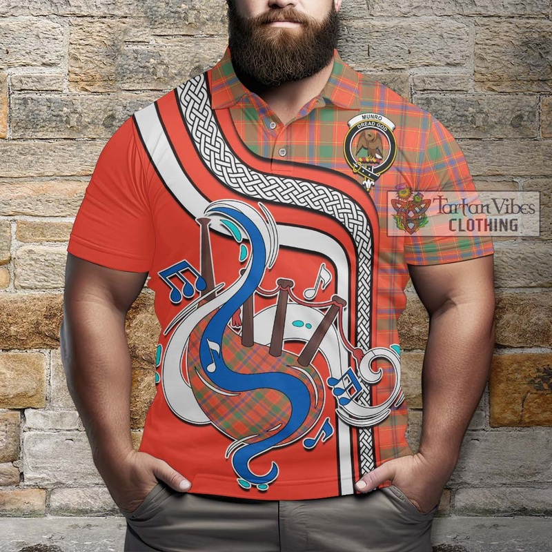 Munro Ancient Tartan Polo Shirt with Epic Bagpipe Style