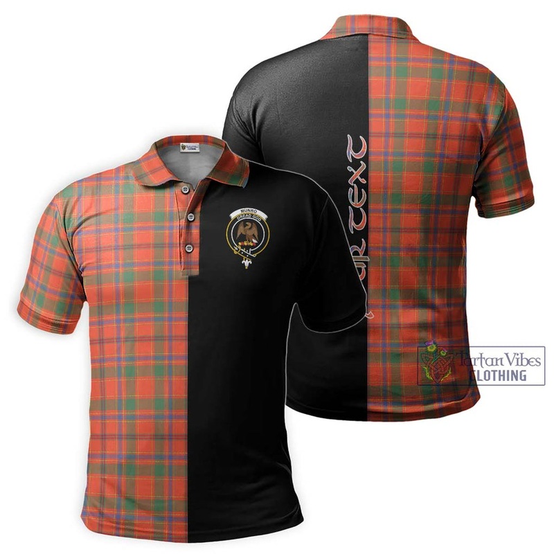 Munro Ancient Tartan Polo Shirt with Family Crest and Half Of Me Style