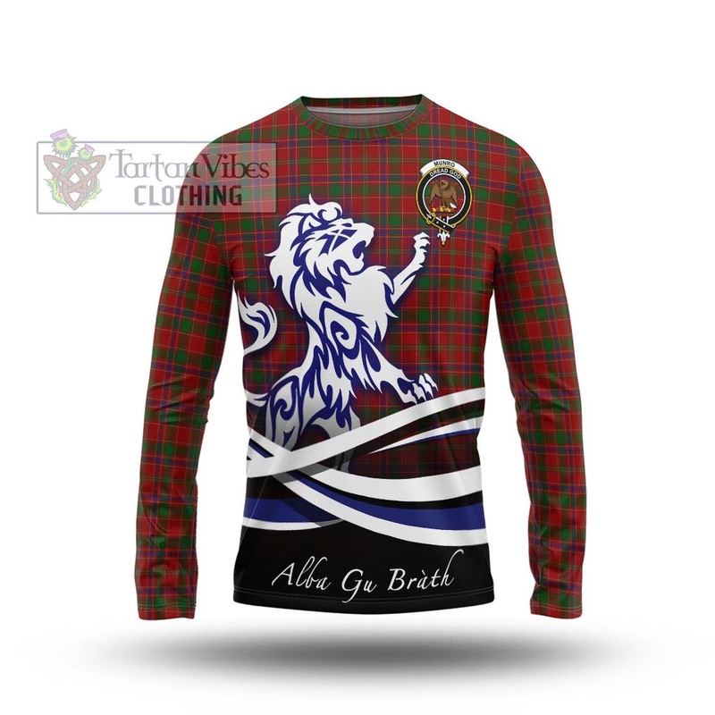 Munro (Monroe) Tartan Long Sleeve T-Shirt with Alba Gu Brath Regal Lion Emblem
