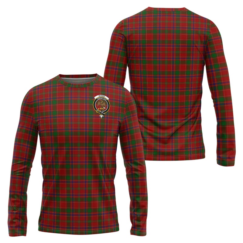 Munro (Monroe) Tartan Long Sleeve T-Shirt with Family Crest