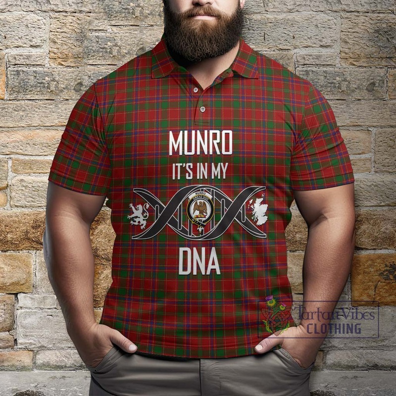 Munro (Monroe) Tartan Polo Shirt with Family Crest DNA In Me Style