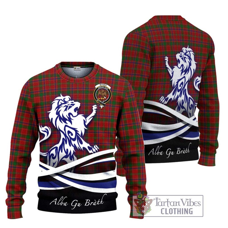 Munro (Monroe) Tartan Ugly Sweater with Alba Gu Brath Regal Lion Emblem