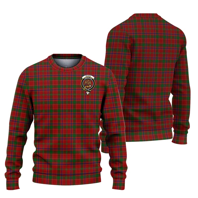 Munro (Monroe) Tartan Ugly Sweater with Family Crest