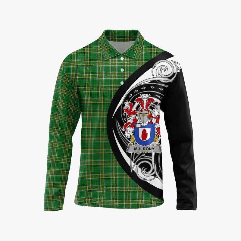 Mulrony Irish Clan Long Sleeve Polo Shirt Celtic Circle Style