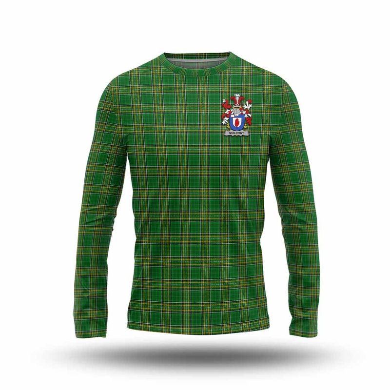 Mulrony Irish Clan Tartan Long Sleeve T-Shirt with Coat of Arms