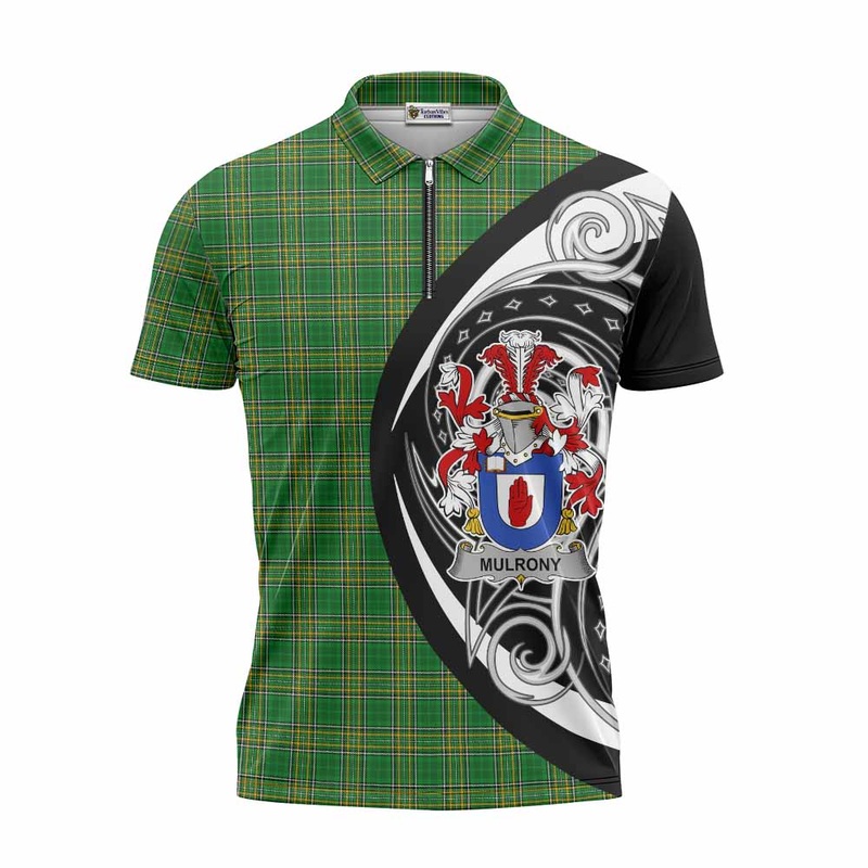 Mulrony Irish Clan Zipper Polo Shirt Celtic Circle Style