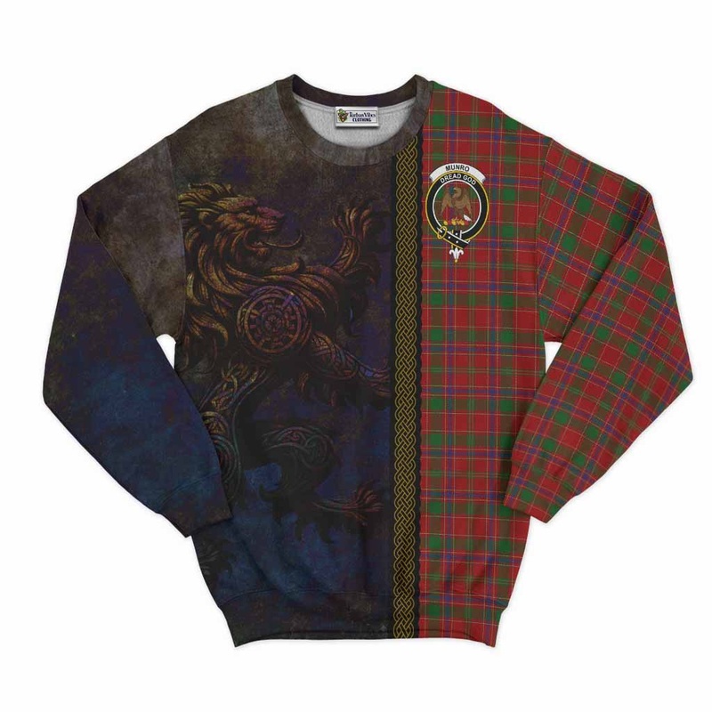 Munro (Monroe) Tartan Family Crest Sweatshirt Alba Gu Brath Be Brave Lion Ancient Style
