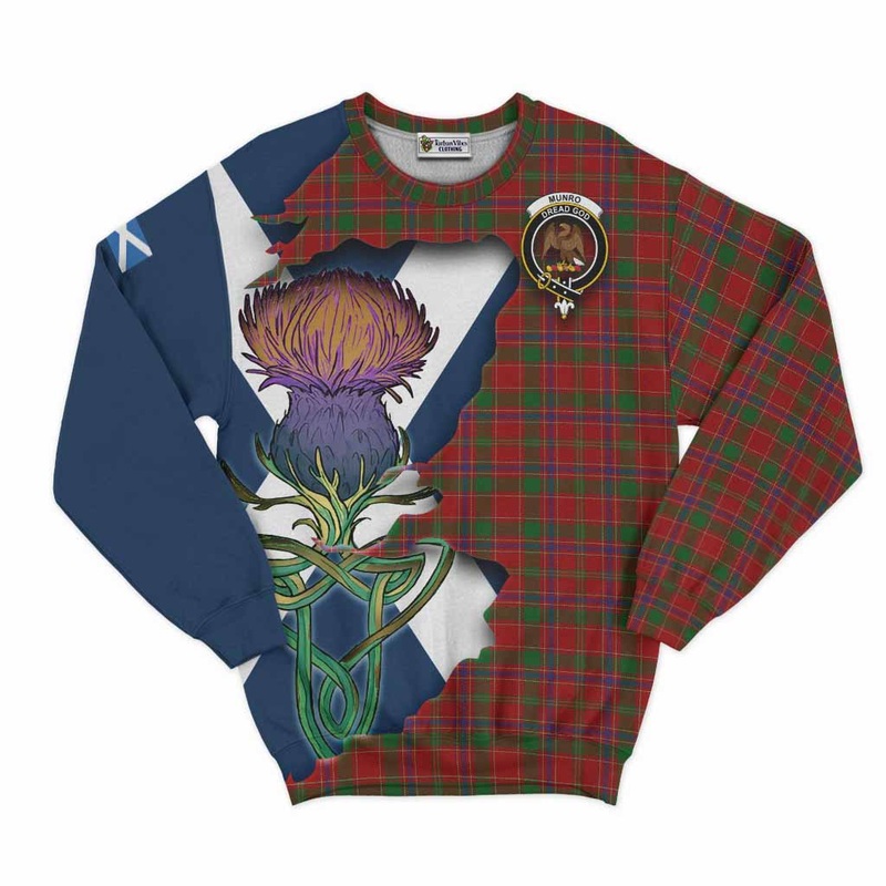 Munro (Monroe) Tartan Family Crest Sweatshirt Scottish Thistle Celtic Inspired