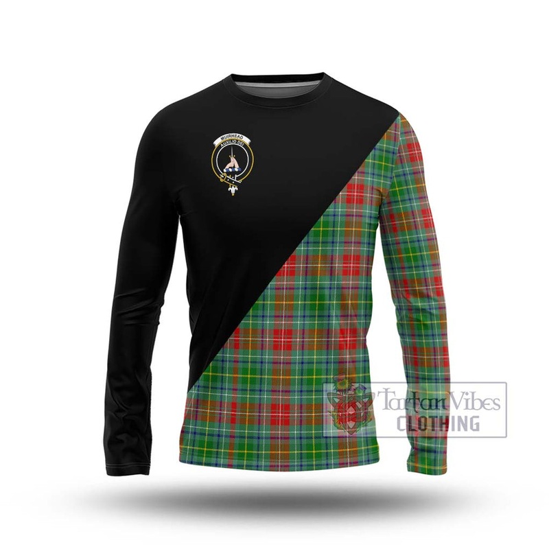 Muirhead Tartan Long Sleeve T-Shirt with Family Crest and Military Logo Style