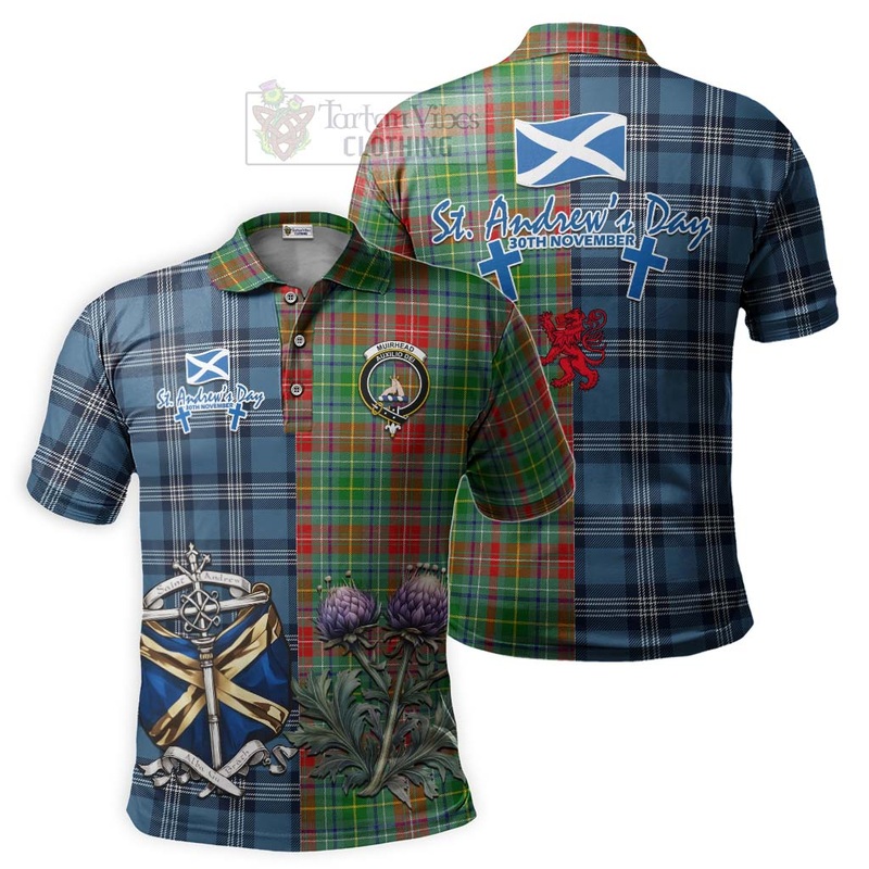 Muirhead Tartan Polo Shirt Happy St. Andrew's Day Half Tartan Style