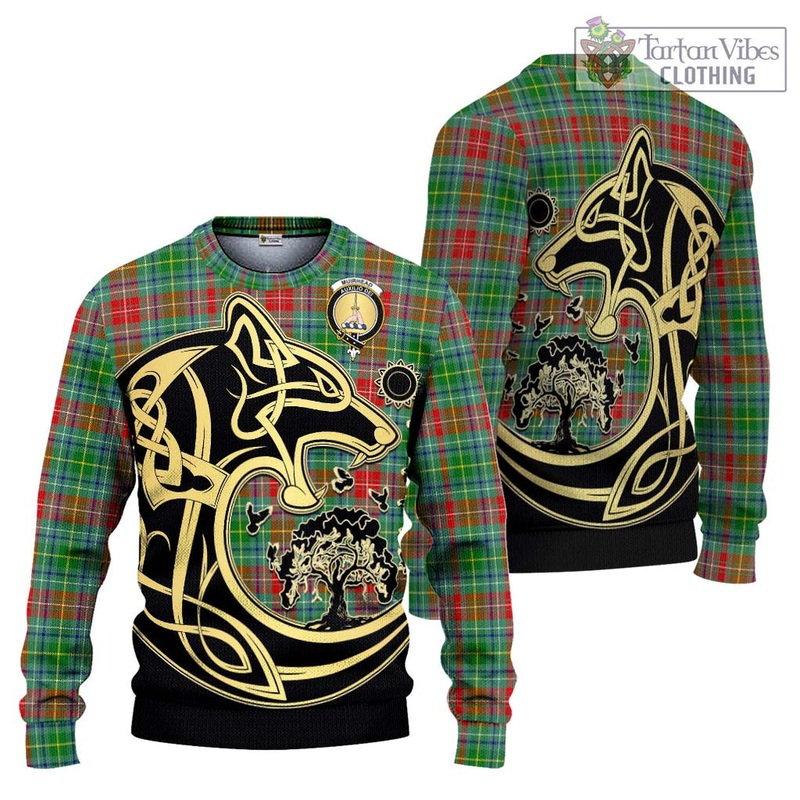 Muirhead Tartan Ugly Sweater with Family Crest Celtic Wolf Style