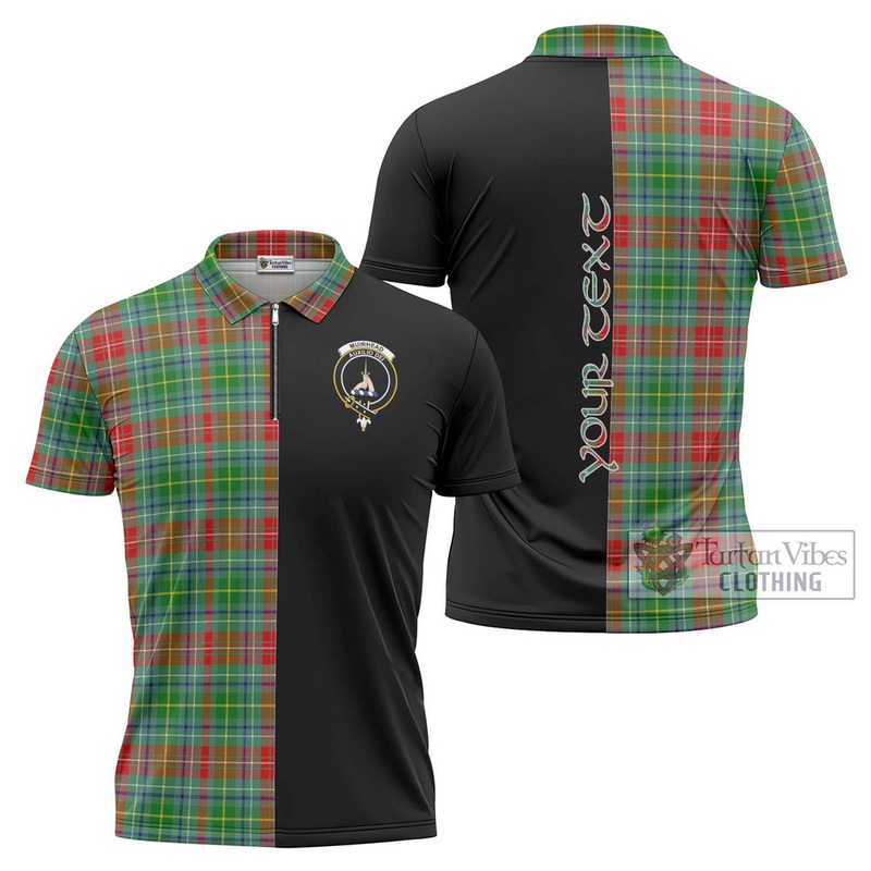 Muirhead Tartan Zipper Polo Shirt with Family Crest and Half Of Me Style