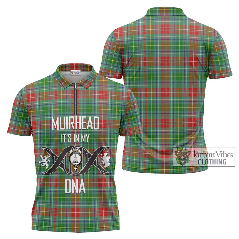Muirhead Tartan Zipper Polo Shirt with Family Crest DNA In Me Style