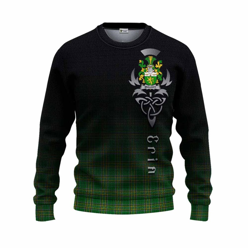 Mullady Irish Clan Knitted Sweater with Coat of Arms Erin Go Bragh Celtic Inspired