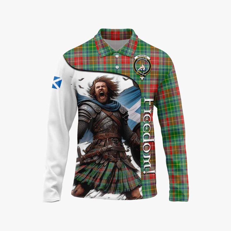 Muirhead Crest Tartan Long Sleeve Polo Shirt Inspired by the Freedom of Scottish Warrior