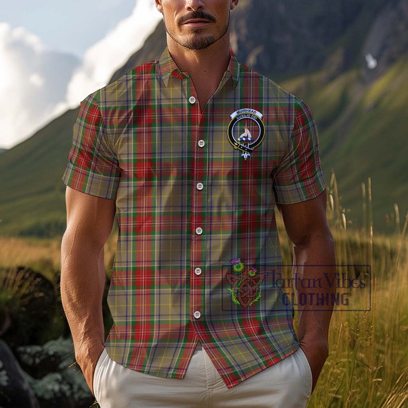 Muirhead Old Tartan Cotton Hawaiian Shirt with Family Crest