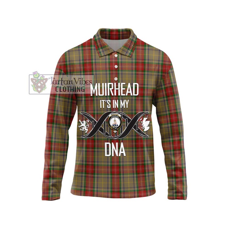 Muirhead Old Tartan Long Sleeve Polo Shirt with Family Crest DNA In Me Style