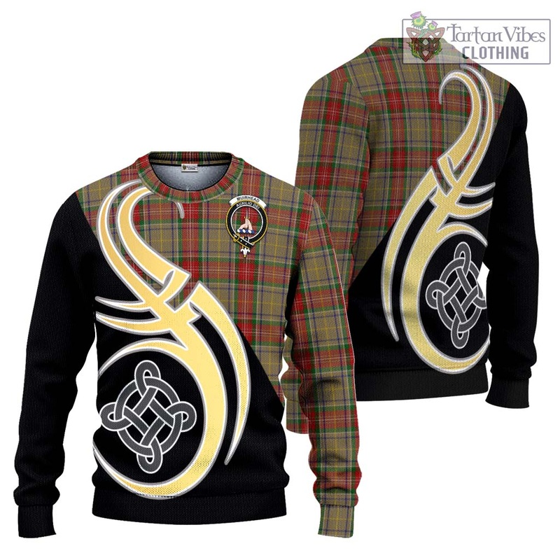 Muirhead Old Tartan Ugly Sweater with Family Crest and Celtic Symbol Style