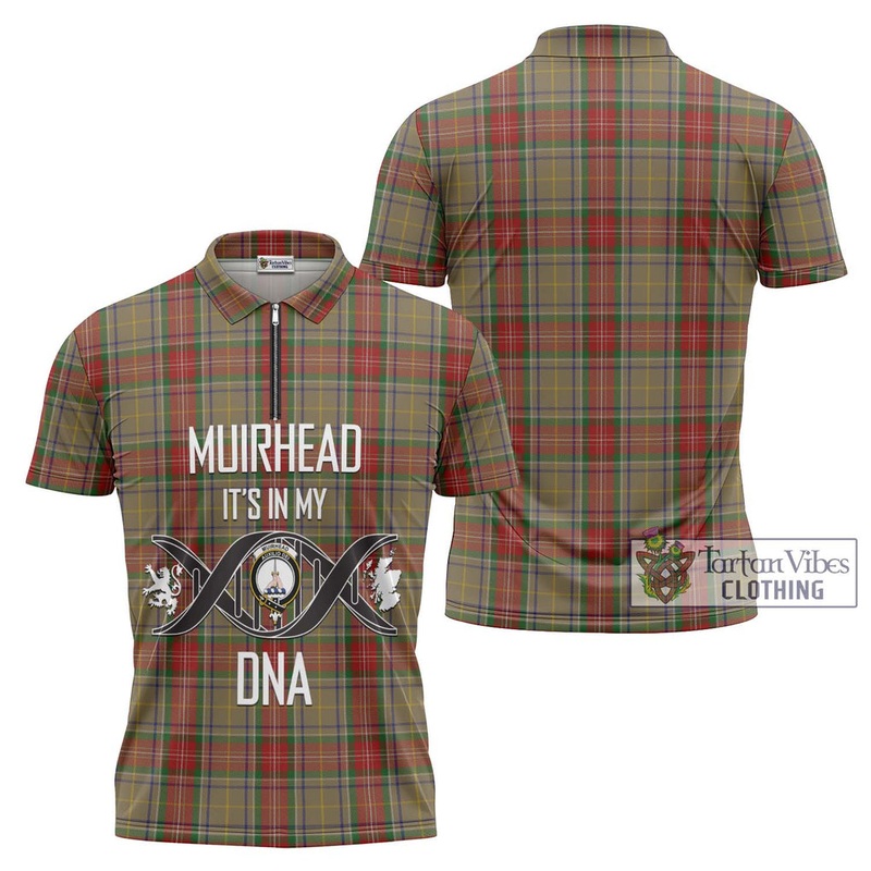 Muirhead Old Tartan Zipper Polo Shirt with Family Crest DNA In Me Style