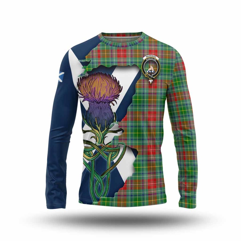 Muirhead Tartan Family Crest Long Sleeve T-Shirt Scottish Thistle Celtic Inspired