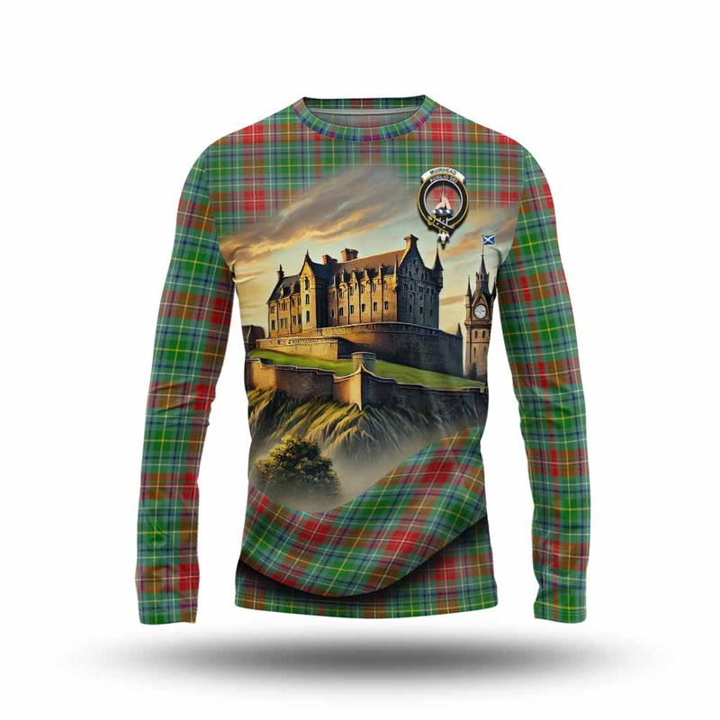 Muirhead Tartan Family Crest Long Sleeve T-Shirt with Scottish Ancient Castle Style