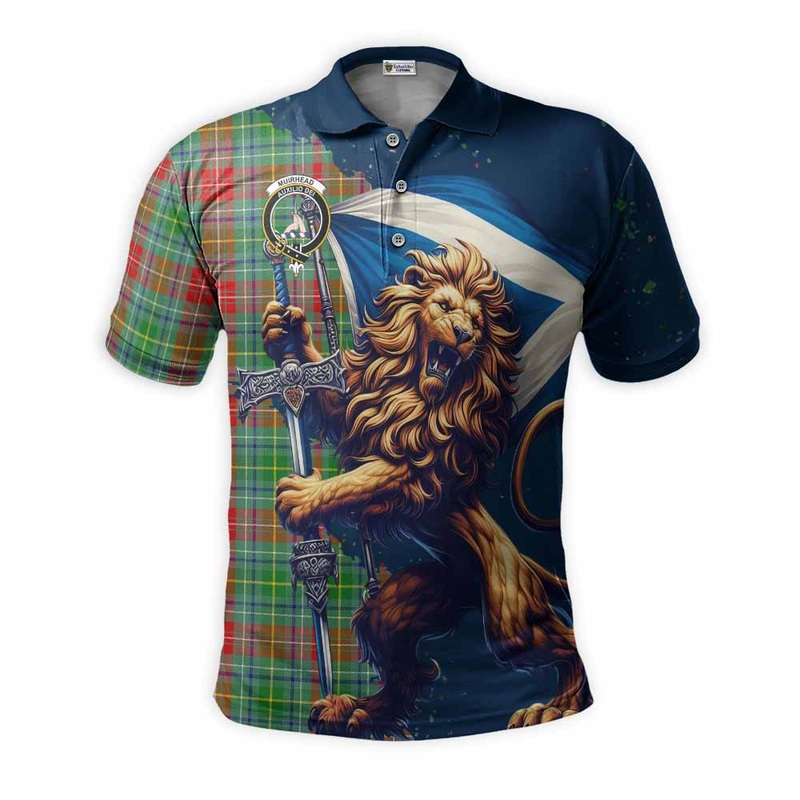 Muirhead Tartan Family Crest Men's Polo Shirt with Scottish Majestic Lion
