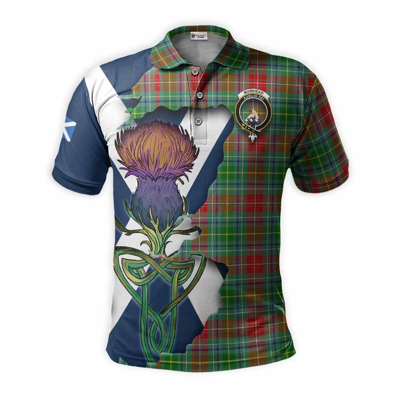 Muirhead Tartan Family Crest Polo Shirt Scottish Thistle Celtic Inspired