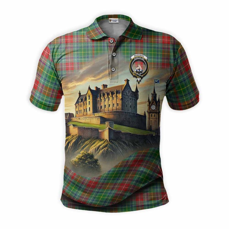 Muirhead Tartan Family Crest Polo Shirt with Scottish Ancient Castle Style
