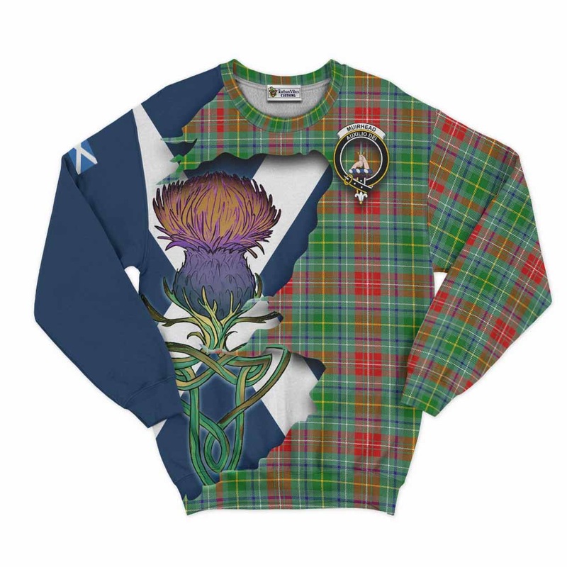 Muirhead Tartan Family Crest Sweatshirt Scottish Thistle Celtic Inspired