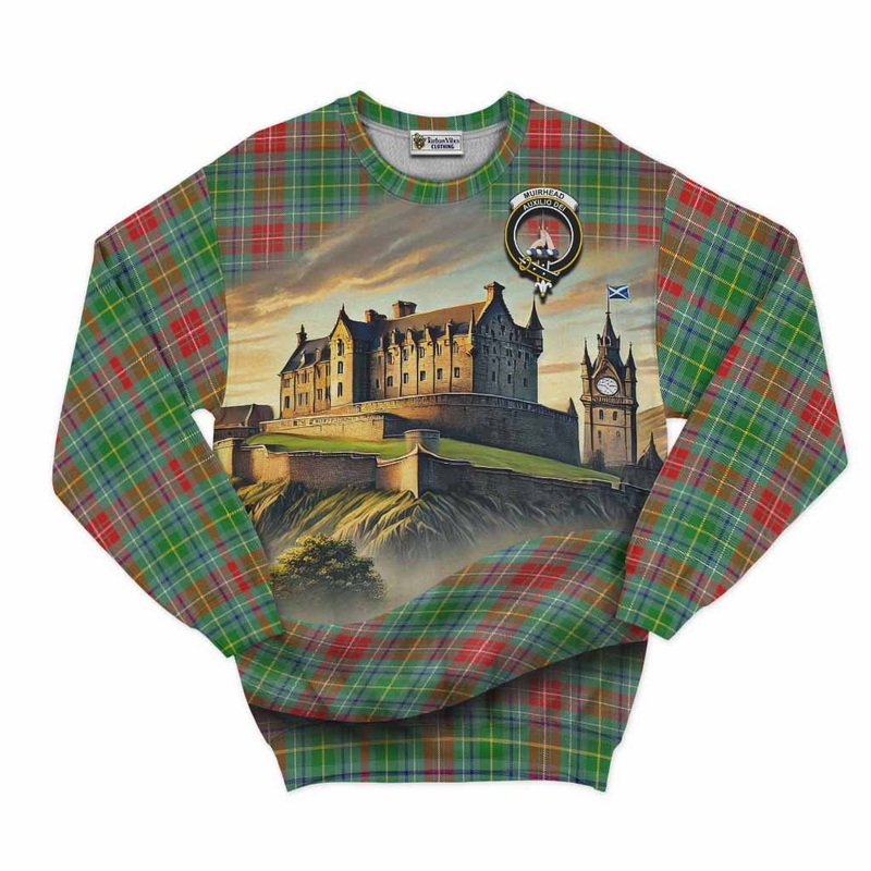 Muirhead Tartan Family Crest Sweatshirt with Scottish Ancient Castle Style