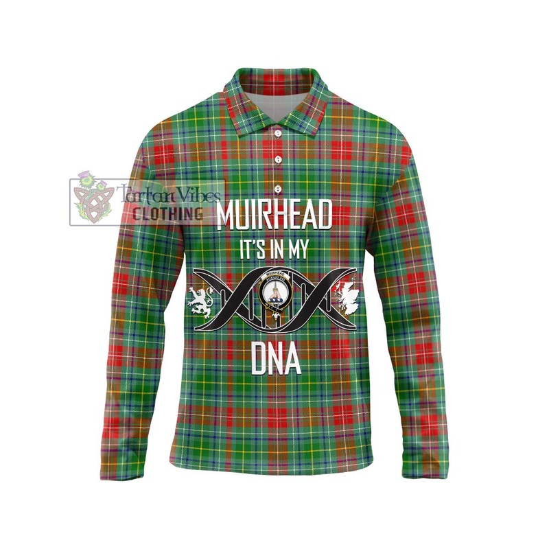 Muirhead Tartan Long Sleeve Polo Shirt with Family Crest DNA In Me Style
