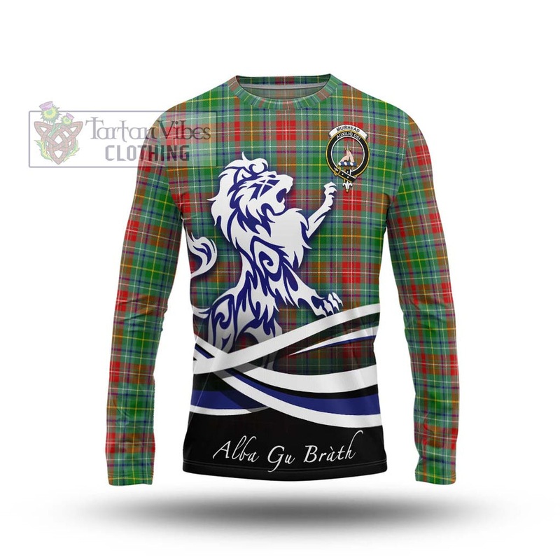 Muirhead Tartan Long Sleeve T-Shirt with Alba Gu Brath Regal Lion Emblem