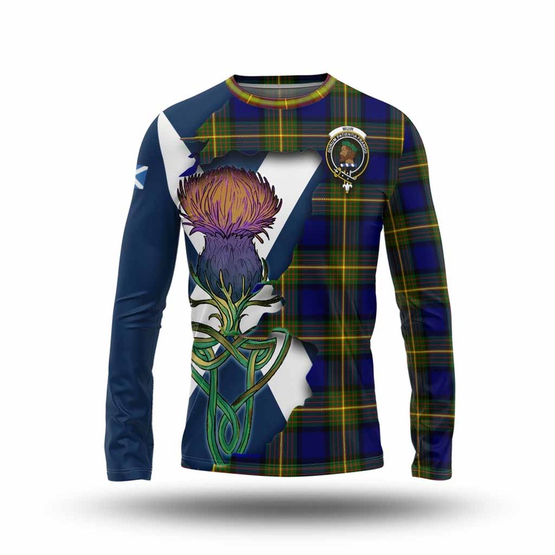 Muir Tartan Family Crest Long Sleeve T-Shirt Scottish Thistle Celtic Inspired