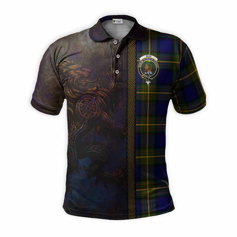 Muir Tartan Family Crest Polo Shirt Alba Gu Brath Be Brave Lion Ancient Style
